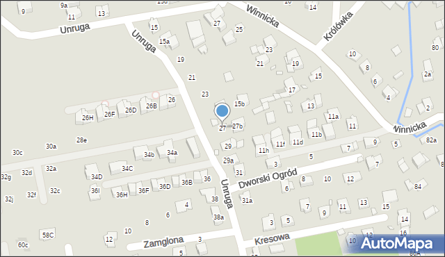 Kraków, Unruga Józefa, 27, mapa Krakowa
