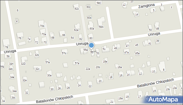 Kraków, Unruga Józefa, 55, mapa Krakowa