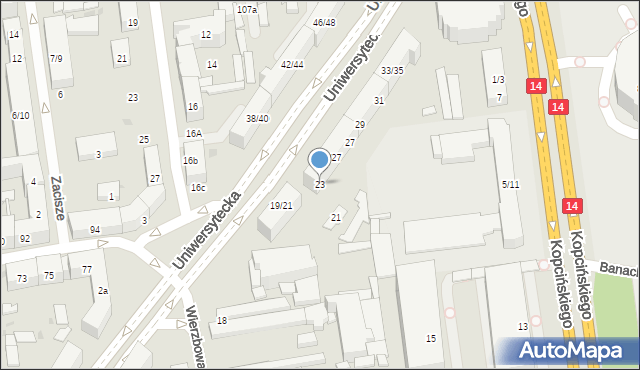 Łódź, Uniwersytecka, 23, mapa Łodzi