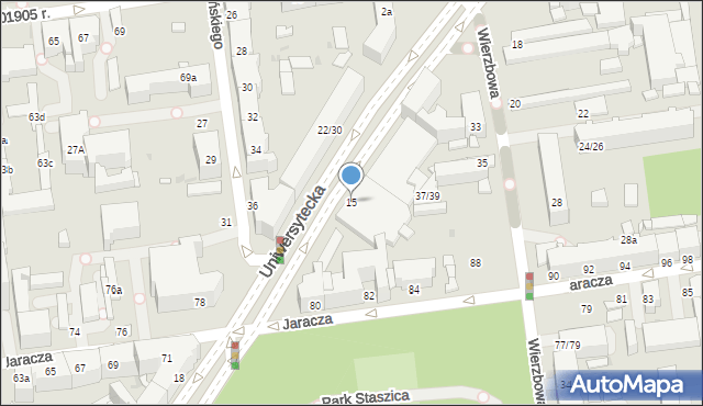 Łódź, Uniwersytecka, 15, mapa Łodzi