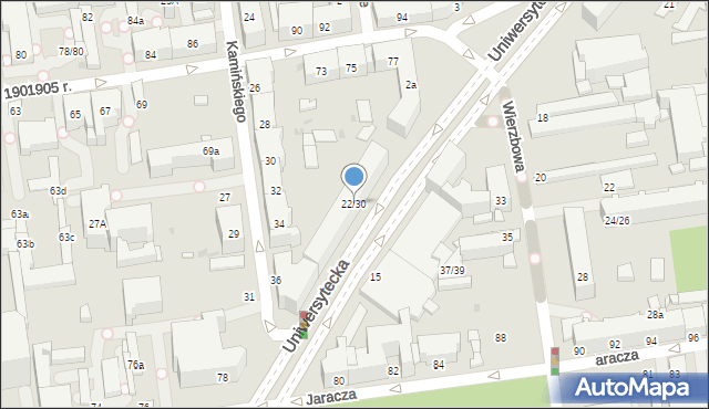 Łódź, Uniwersytecka, 22/30, mapa Łodzi