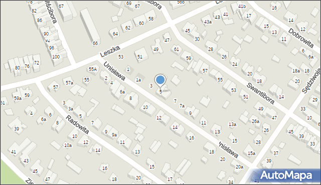 Poznań, Unisława, 5, mapa Poznania