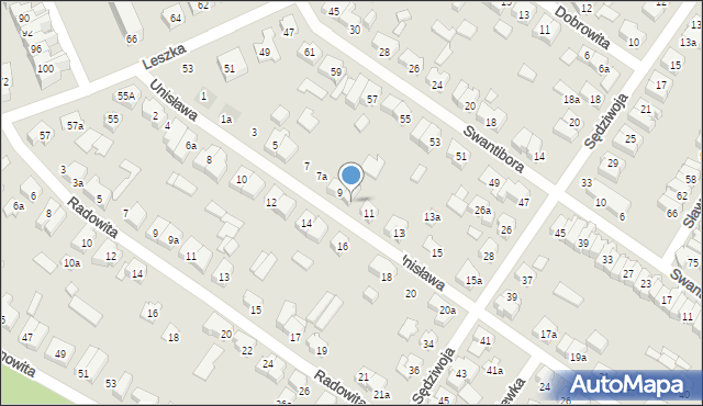 Poznań, Unisława, 9a, mapa Poznania
