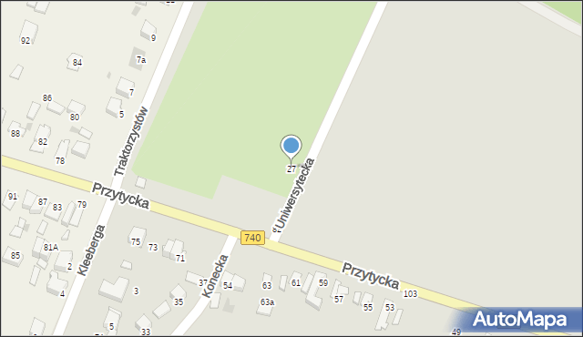 Radom, Uniwersytecka, 27, mapa Radomia