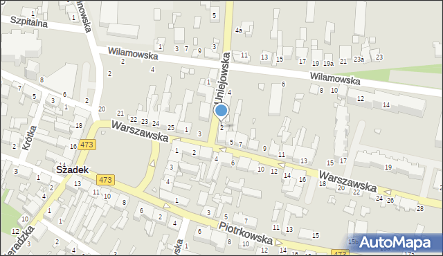 Szadek, Uniejowska, 2, mapa Szadek