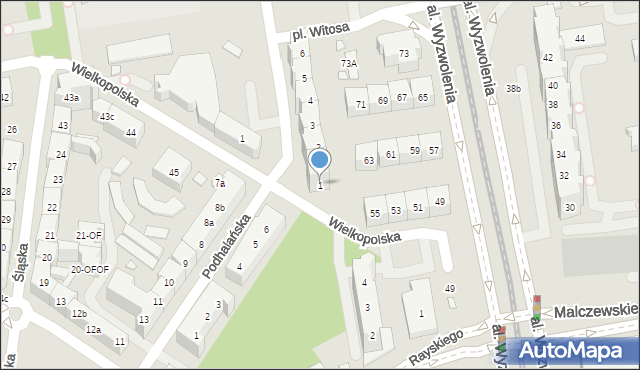 Szczecin, Unisławy, 1, mapa Szczecina