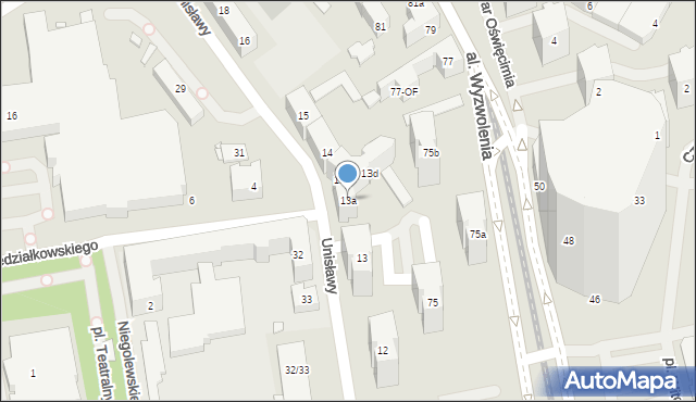 Szczecin, Unisławy, 13a, mapa Szczecina