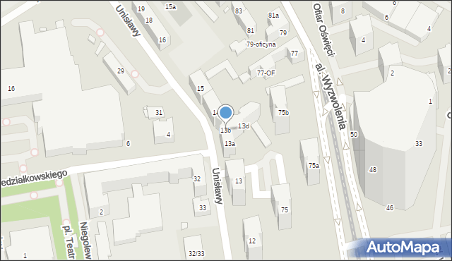 Szczecin, Unisławy, 13b, mapa Szczecina