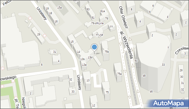 Szczecin, Unisławy, 13e, mapa Szczecina