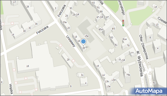 Szczecin, Unisławy, 16, mapa Szczecina