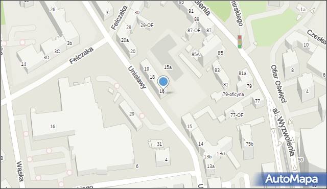 Szczecin, Unisławy, 16A, mapa Szczecina