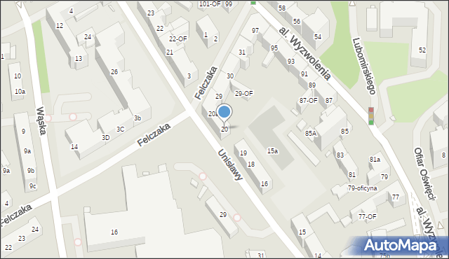 Szczecin, Unisławy, 20, mapa Szczecina