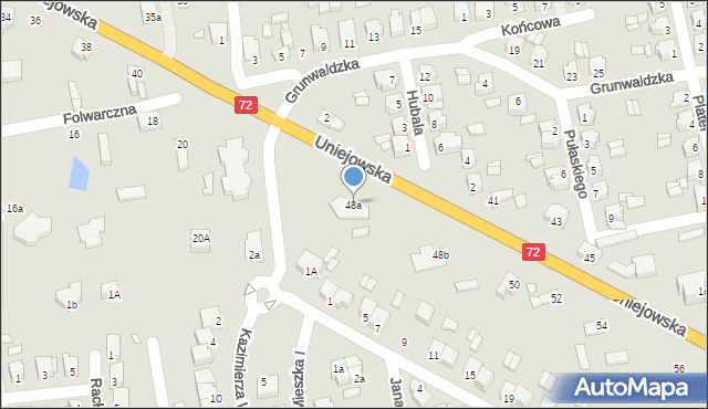 Turek, Uniejowska, 48a, mapa Turka