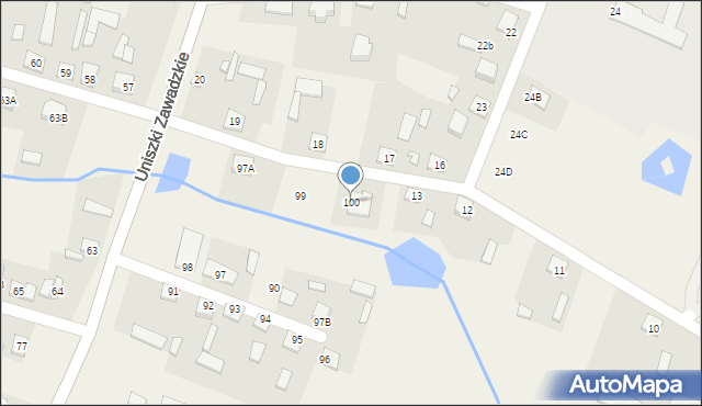 Uniszki Zawadzkie, Uniszki Zawadzkie, 100, mapa Uniszki Zawadzkie