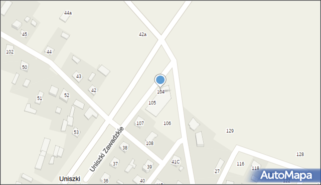 Uniszki Zawadzkie, Uniszki Zawadzkie, 104, mapa Uniszki Zawadzkie