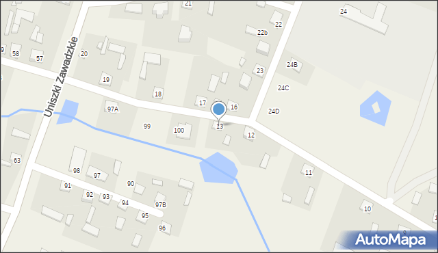 Uniszki Zawadzkie, Uniszki Zawadzkie, 13, mapa Uniszki Zawadzkie