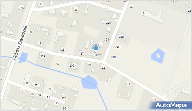 Uniszki Zawadzkie, Uniszki Zawadzkie, 16, mapa Uniszki Zawadzkie