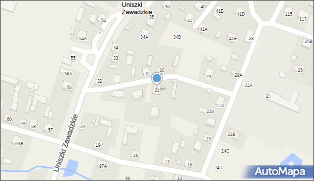 Uniszki Zawadzkie, Uniszki Zawadzkie, 21, mapa Uniszki Zawadzkie