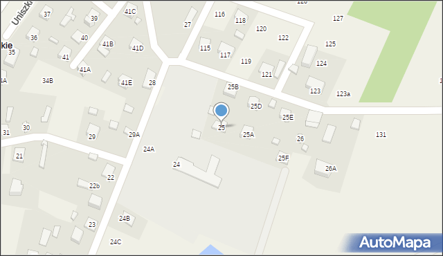 Uniszki Zawadzkie, Uniszki Zawadzkie, 25, mapa Uniszki Zawadzkie