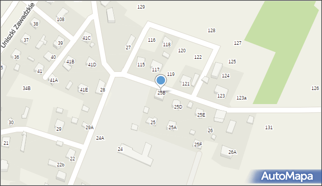 Uniszki Zawadzkie, Uniszki Zawadzkie, 25B, mapa Uniszki Zawadzkie