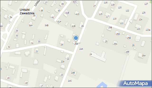 Uniszki Zawadzkie, Uniszki Zawadzkie, 29A, mapa Uniszki Zawadzkie