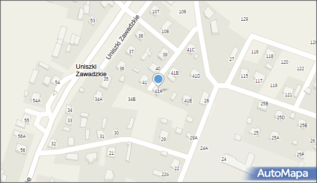 Uniszki Zawadzkie, Uniszki Zawadzkie, 41A, mapa Uniszki Zawadzkie