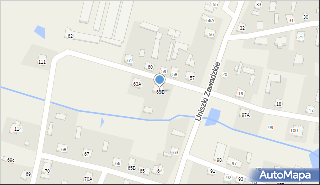 Uniszki Zawadzkie, Uniszki Zawadzkie, 63B, mapa Uniszki Zawadzkie