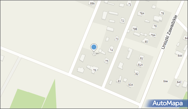 Uniszki Zawadzkie, Uniszki Zawadzkie, 75a, mapa Uniszki Zawadzkie