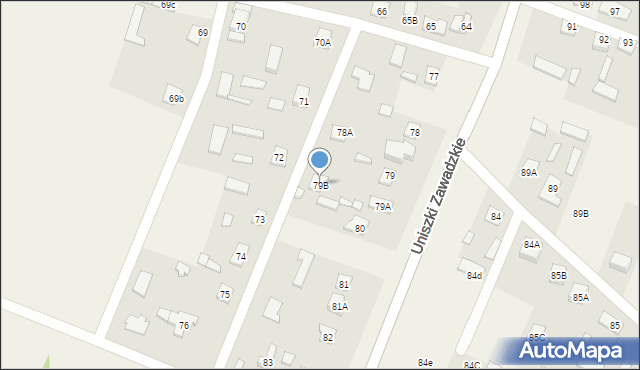 Uniszki Zawadzkie, Uniszki Zawadzkie, 79B, mapa Uniszki Zawadzkie