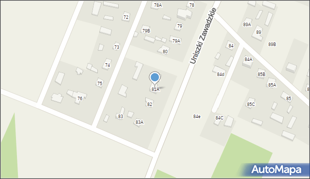 Uniszki Zawadzkie, Uniszki Zawadzkie, 81A, mapa Uniszki Zawadzkie