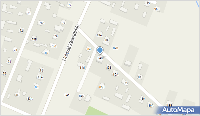 Uniszki Zawadzkie, Uniszki Zawadzkie, 84A, mapa Uniszki Zawadzkie