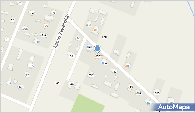 Uniszki Zawadzkie, Uniszki Zawadzkie, 85B, mapa Uniszki Zawadzkie