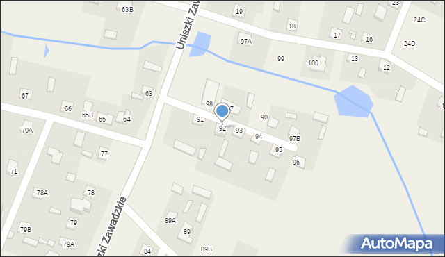 Uniszki Zawadzkie, Uniszki Zawadzkie, 92, mapa Uniszki Zawadzkie