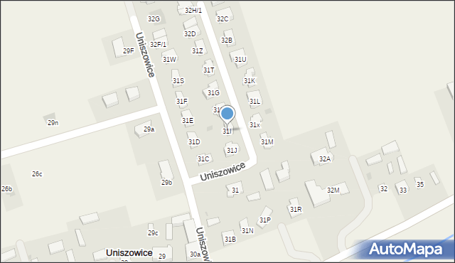 Uniszowice, Uniszowice, 31I, mapa Uniszowice