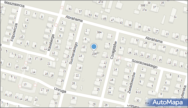 Wrocław, Unruga Józefa, adm., 22A, mapa Wrocławia