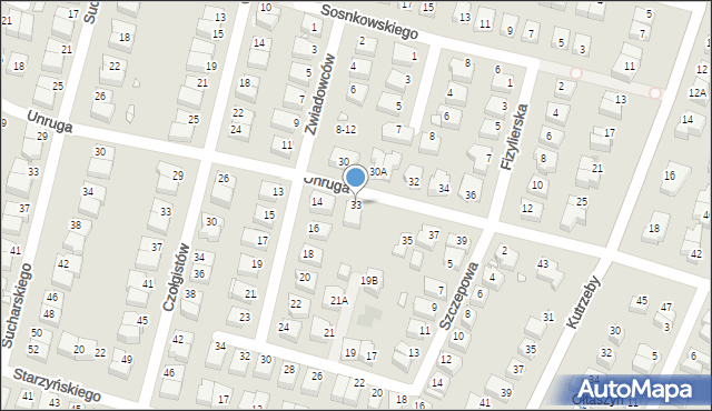 Wrocław, Unruga Józefa, adm., 33, mapa Wrocławia