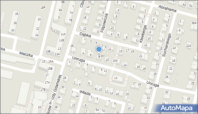 Wrocław, Unruga Józefa, adm., 8, mapa Wrocławia