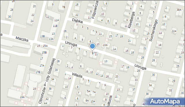 Wrocław, Unruga Józefa, adm., 9, mapa Wrocławia