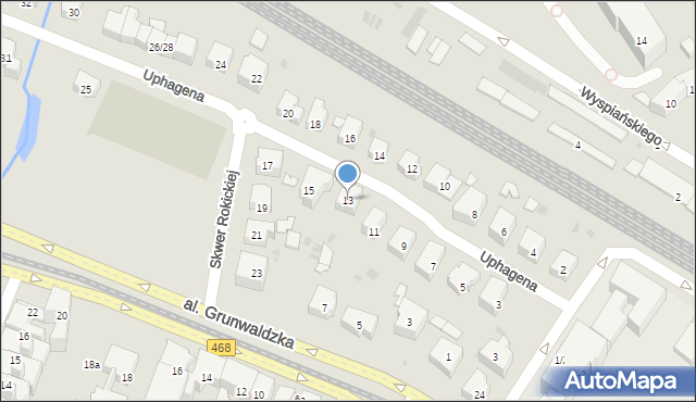 Gdańsk, Uphagena Jana, 13, mapa Gdańska