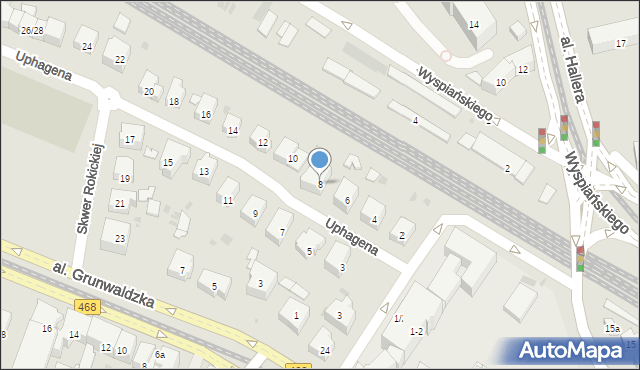 Gdańsk, Uphagena Jana, 8, mapa Gdańska