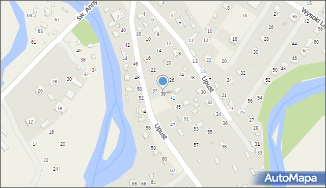 Radawa, Upust, 39, mapa Radawa