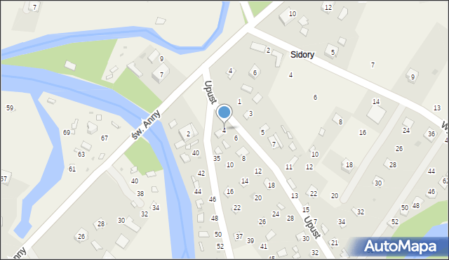 Radawa, Upust, 4, mapa Radawa