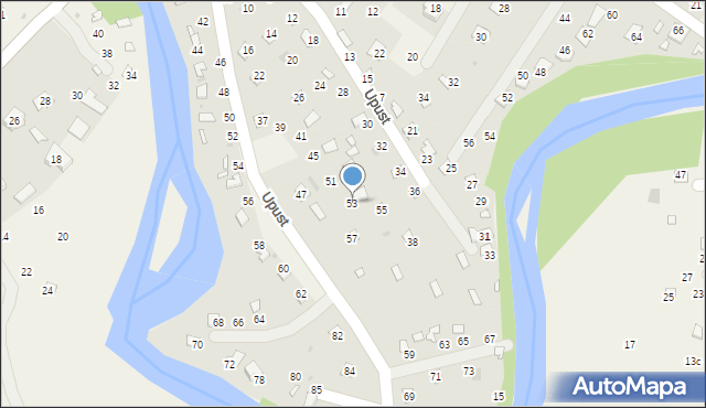 Radawa, Upust, 53, mapa Radawa