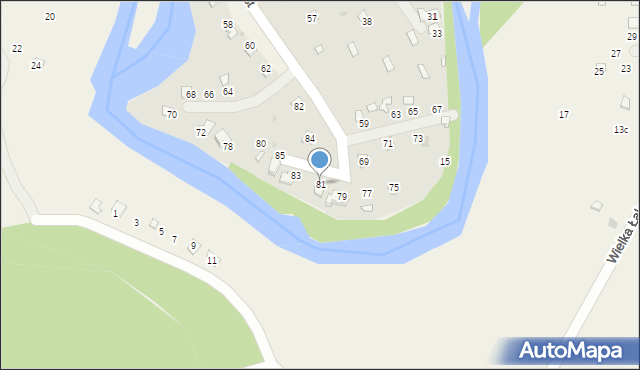 Radawa, Upust, 81, mapa Radawa