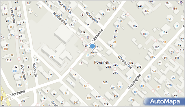 Warszawa, Uprawna, 20, mapa Warszawy