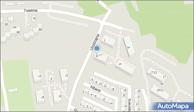 Bielsko-Biała, Urodzajna, 1c, mapa Bielsko-Białej