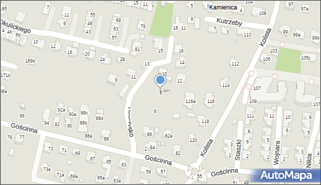 Bielsko-Biała, Uroczysko, 8, mapa Bielsko-Białej