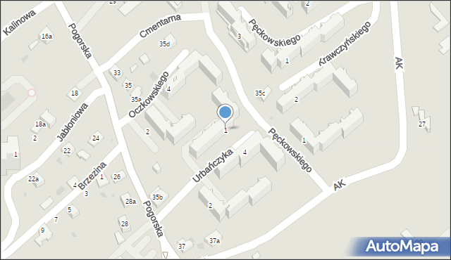 Chrzanów, Urbańczyka Tadeusza, 1, mapa Chrzanów