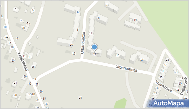 Dęblin, Urbanowicza Witolda, gen. pil., 13, mapa Dęblin