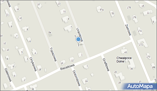 Gorzów Wielkopolski, Uranitowa, 3, mapa Gorzów Wielkopolski